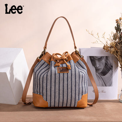 LEE55-006    LEE Stripe Collection Drawstring Bucket Crossbody Bag