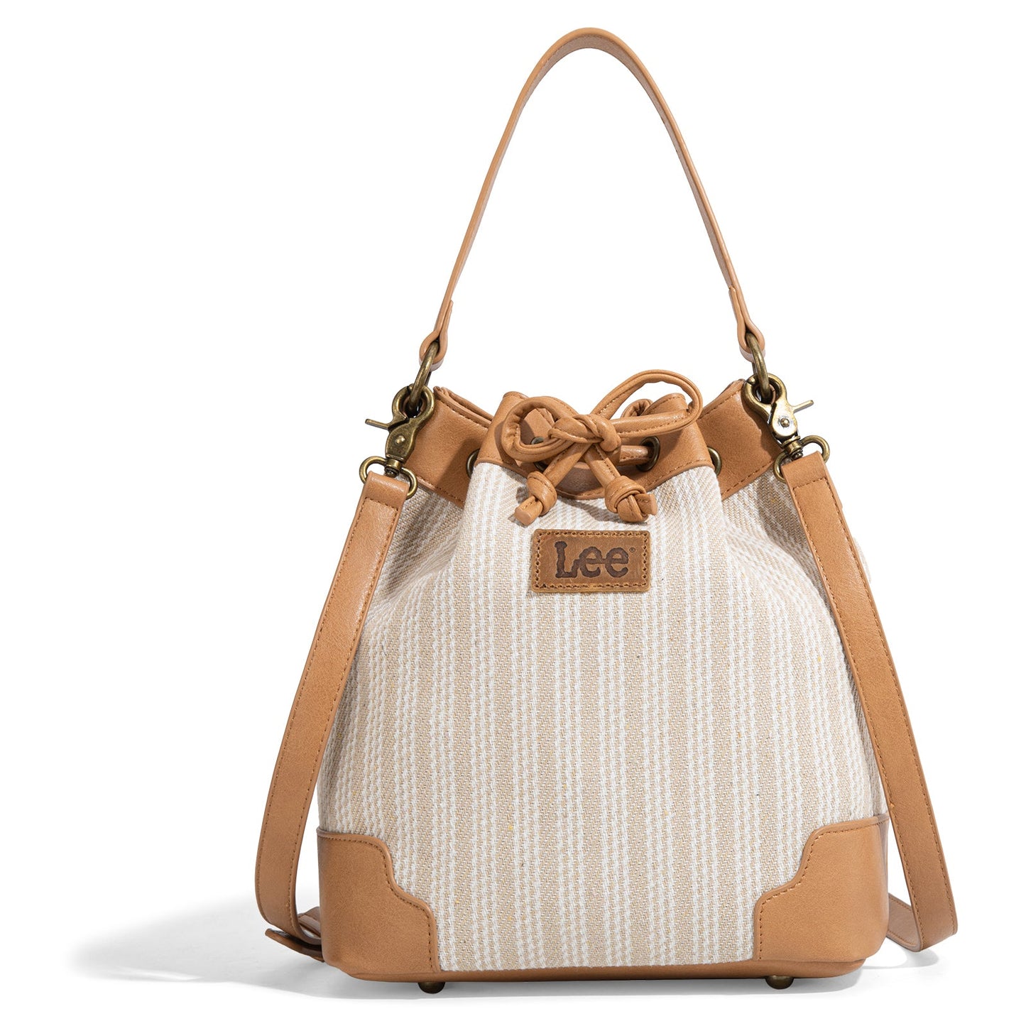 LEE55-006    LEE Stripe Collection Drawstring Bucket Crossbody Bag