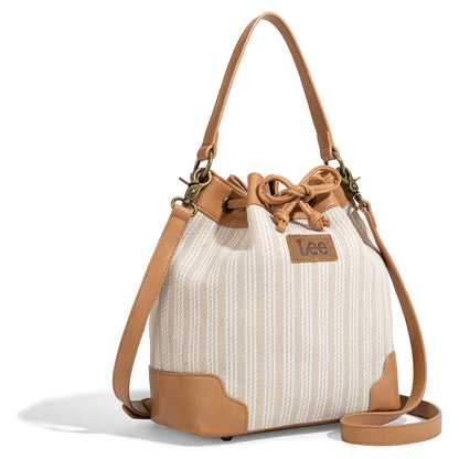 LEE55-006    LEE Stripe Collection Drawstring Bucket Crossbody Bag