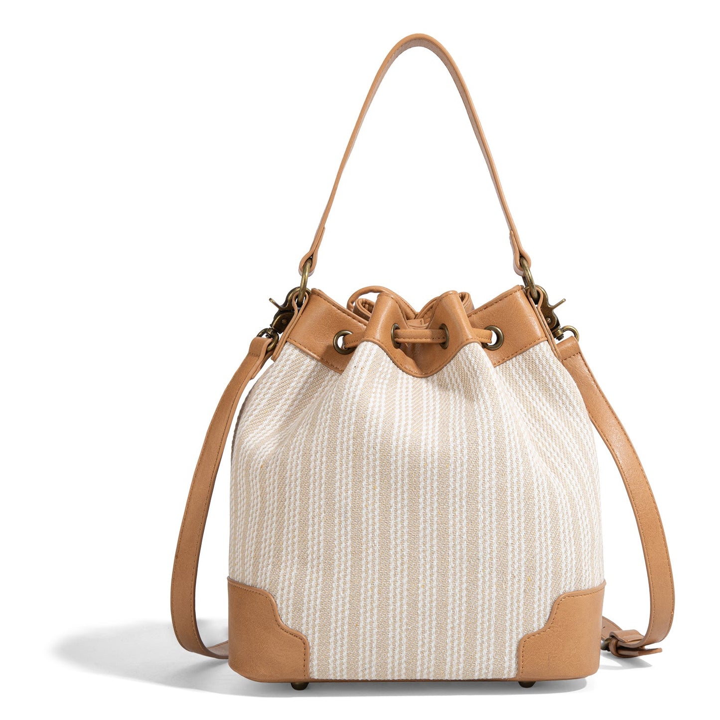 LEE55-006    LEE Stripe Collection Drawstring Bucket Crossbody Bag