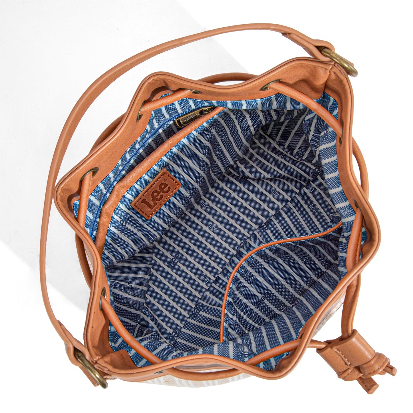 LEE55-006    LEE Stripe Collection Drawstring Bucket Crossbody Bag