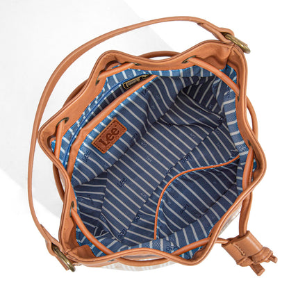 LEE55-006    LEE Stripe Collection Drawstring Bucket Crossbody Bag