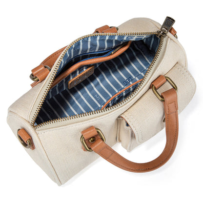 LEE58-001  LEE Denim Canvas Barrel Satchel Top Handle Crossbody Bag
