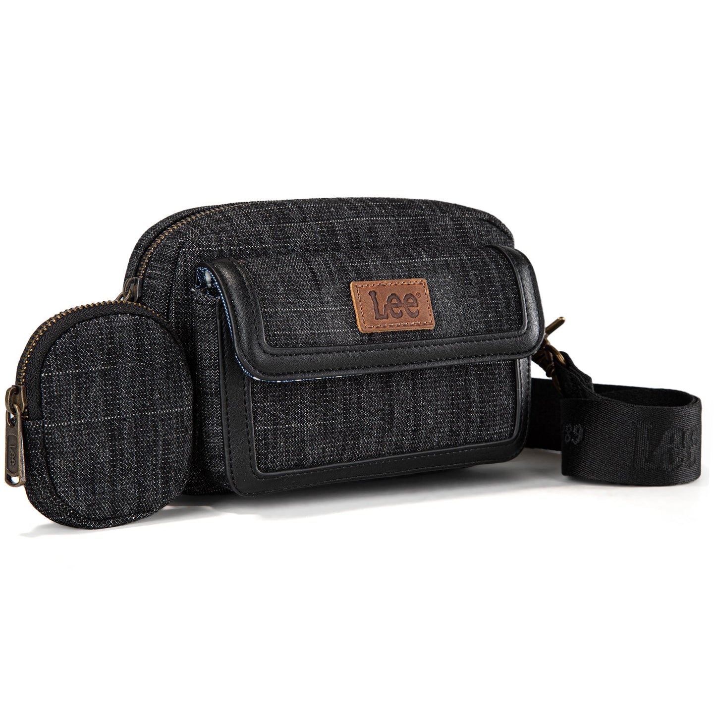 LEE58-005  LEE Denim Canvas Shoulder/Crossbody Bag with Detachable Mini Pouch