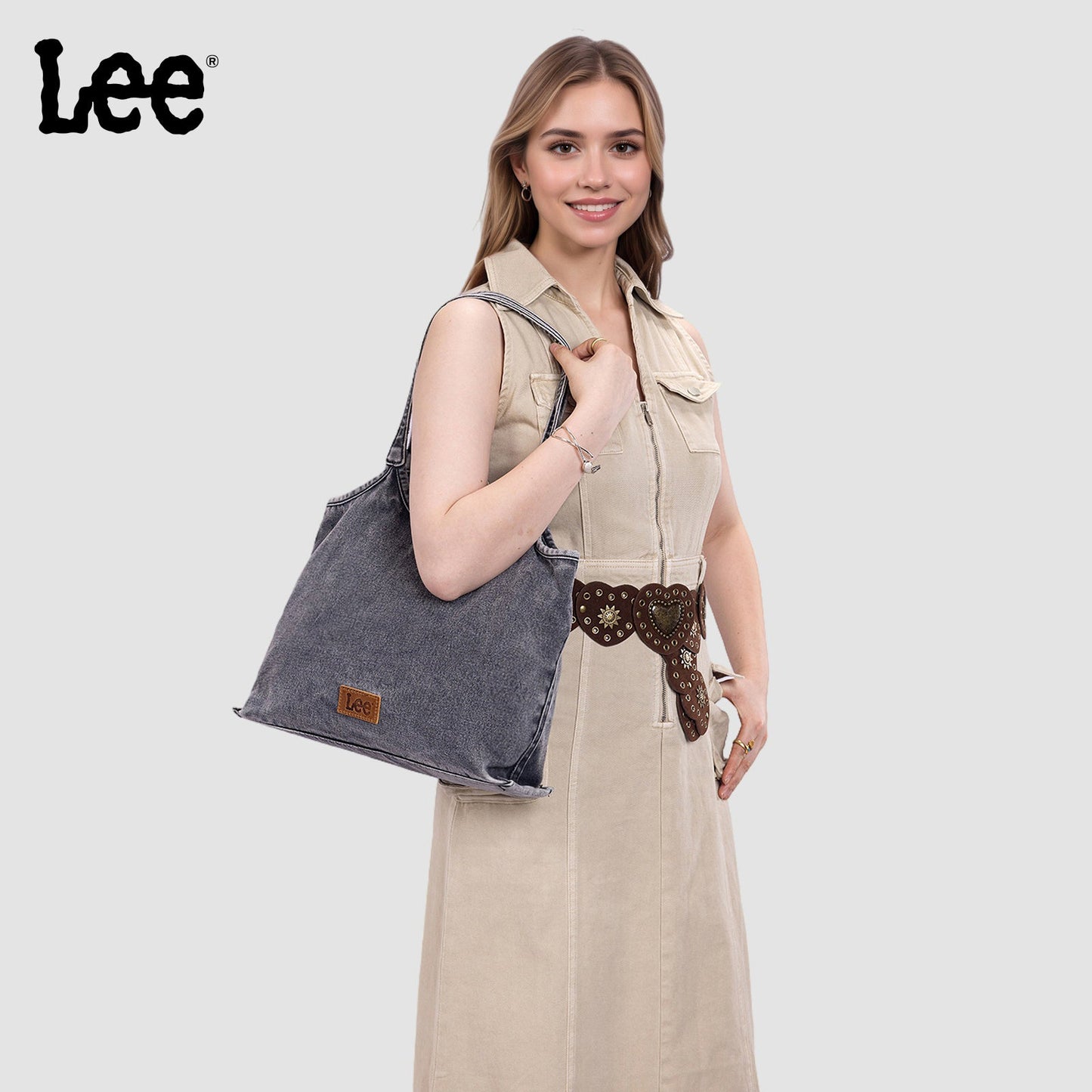 LEE63-001    LEE  Denim Canvas Tote Bag/Shoulder Bag - Black
