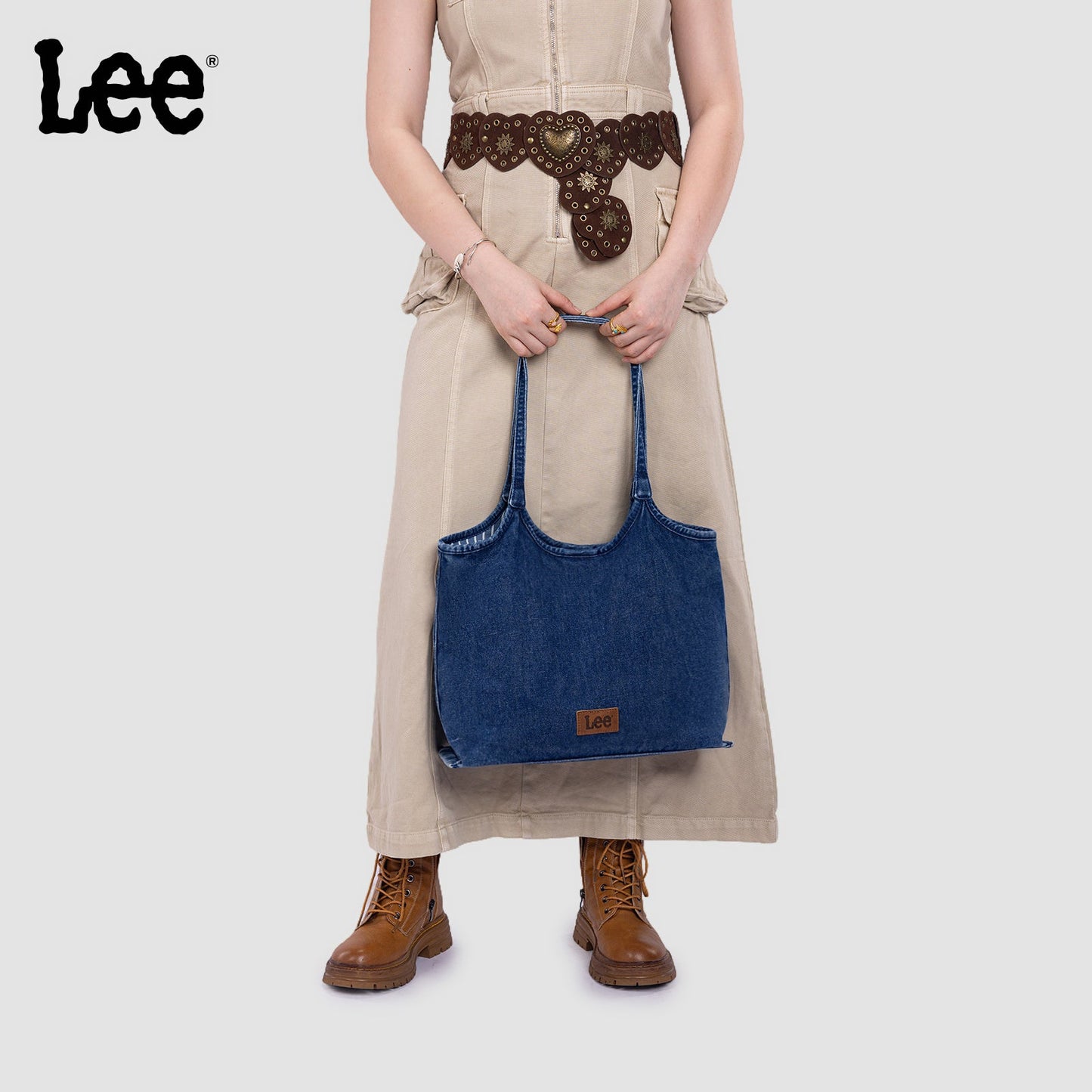LEE63-001    LEE  Denim Canvas Tote Bag/Shoulder Bag - Dark Jean