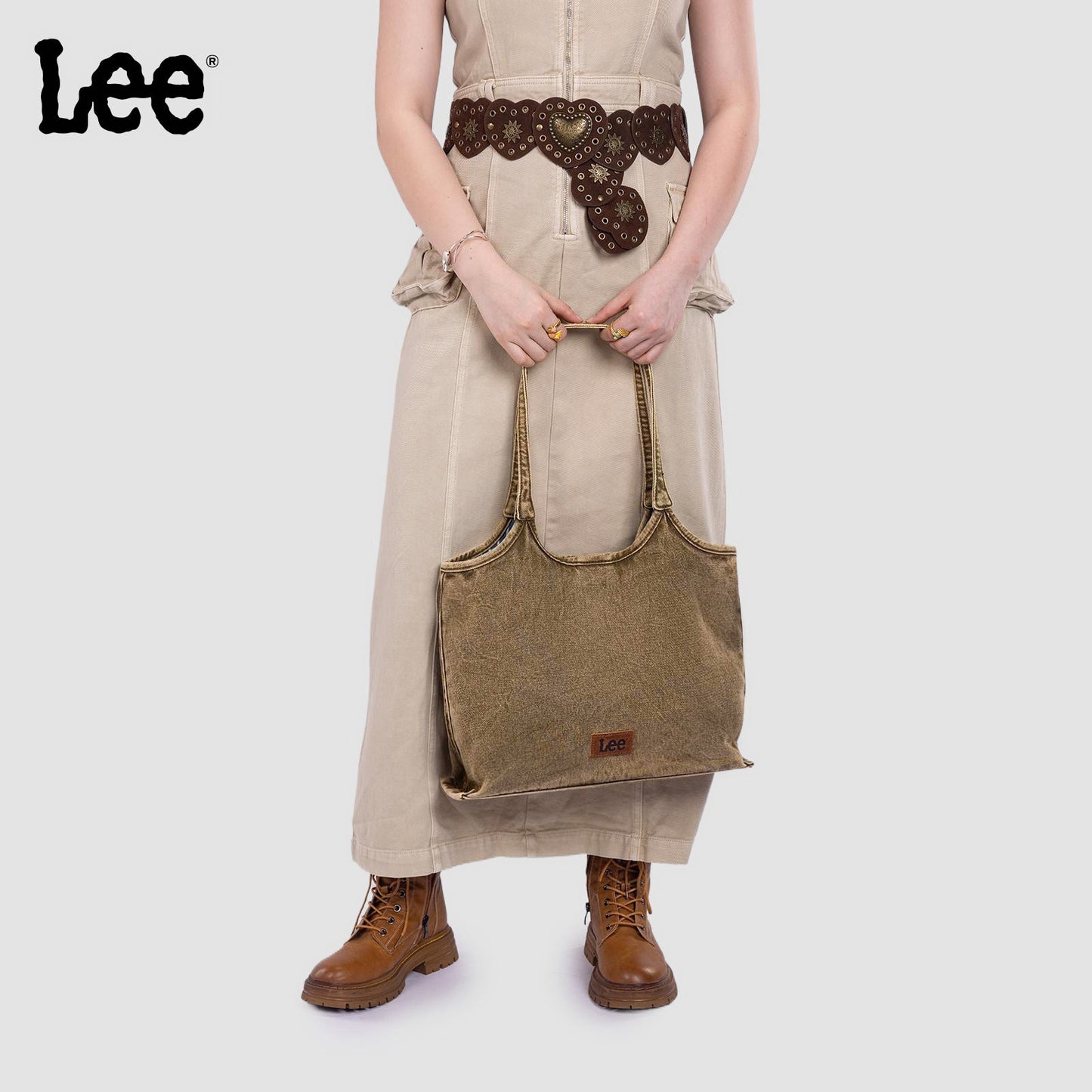 LEE63-001    LEE  Denim Canvas Tote Bag/Shoulder Bag - Green