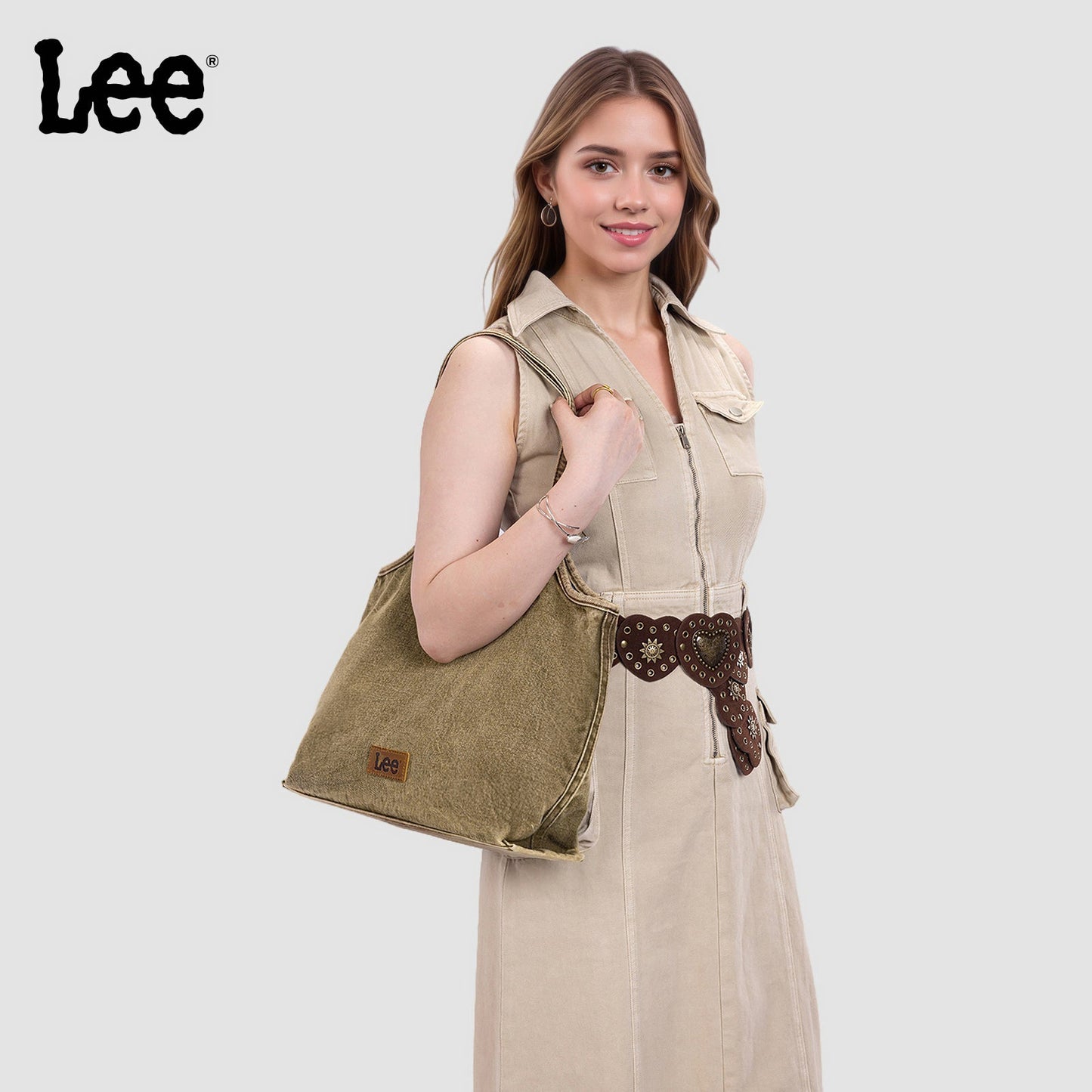 LEE63-001    LEE  Denim Canvas Tote Bag/Shoulder Bag - Green