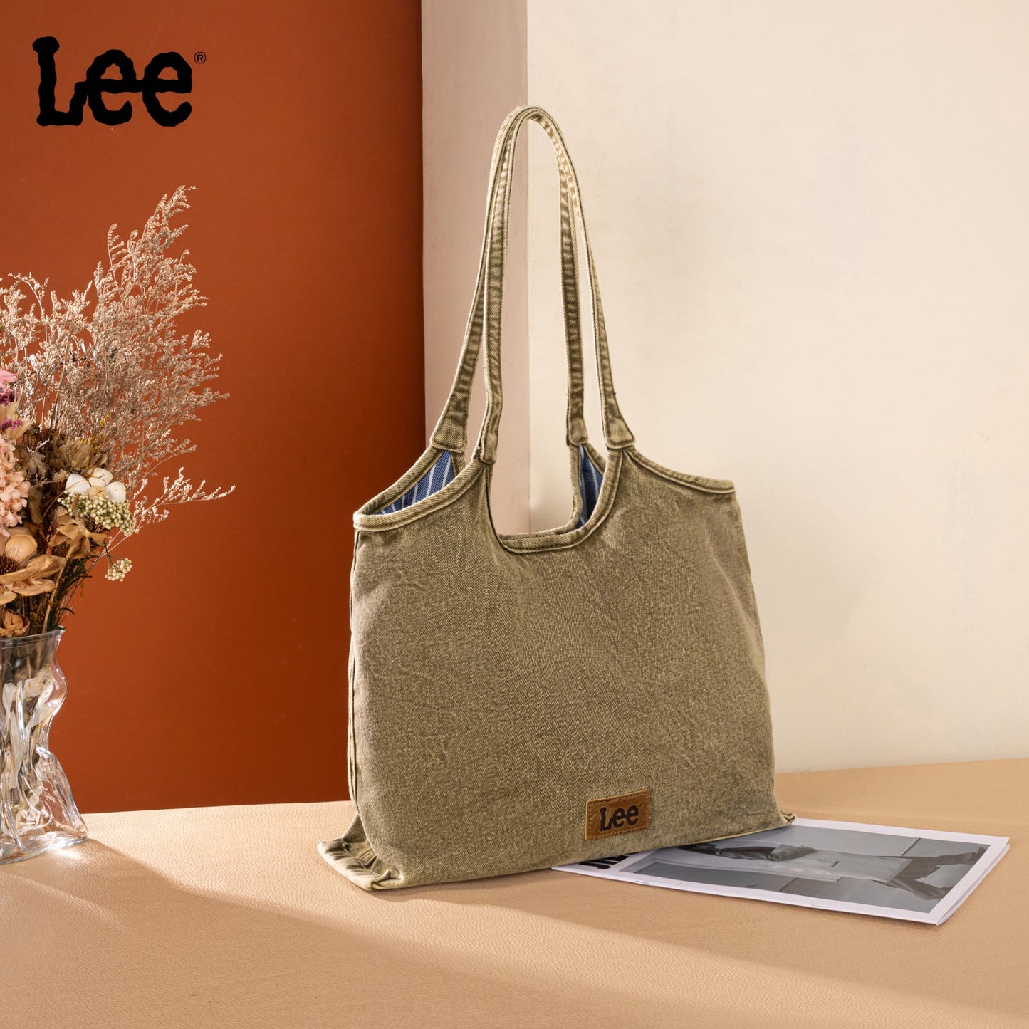 LEE63-001    LEE  Denim Canvas Tote Bag/Shoulder Bag - Green
