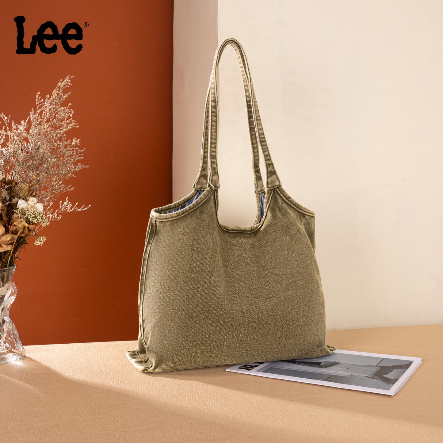 LEE63-001    LEE  Denim Canvas Tote Bag/Shoulder Bag - Green