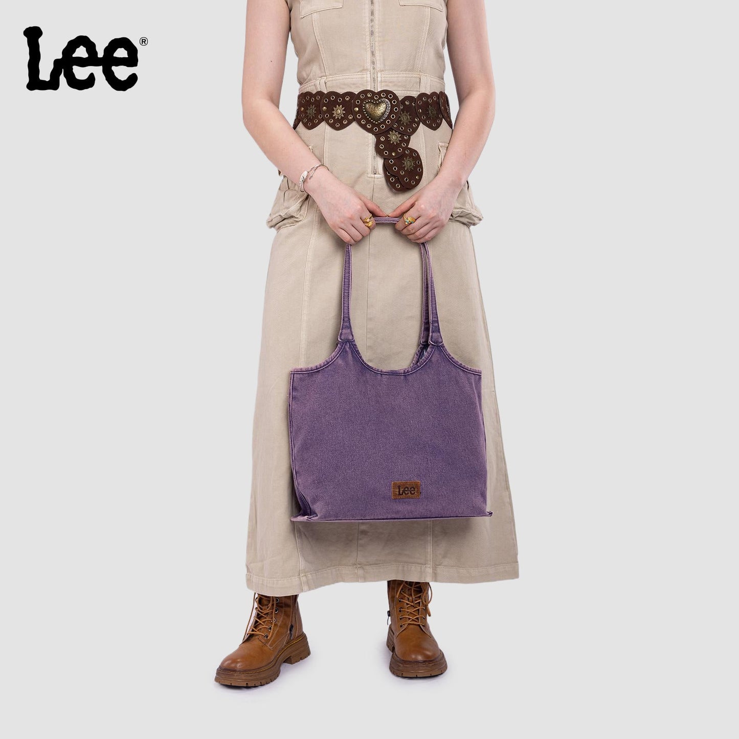 LEE63-001    LEE  Denim Canvas Tote Bag/Shoulder Bag - Light Purple