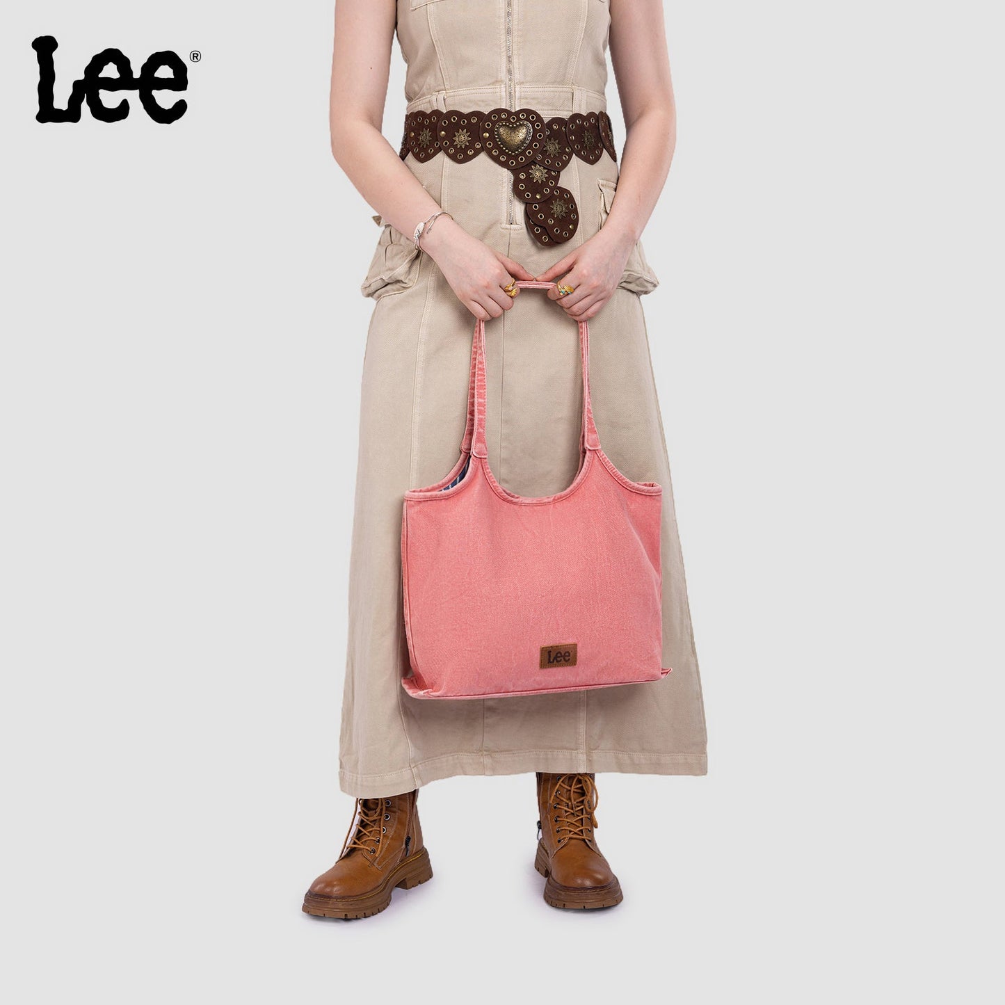 LEE63-001    LEE  Denim Canvas Tote Bag/Shoulder Bag - Pink