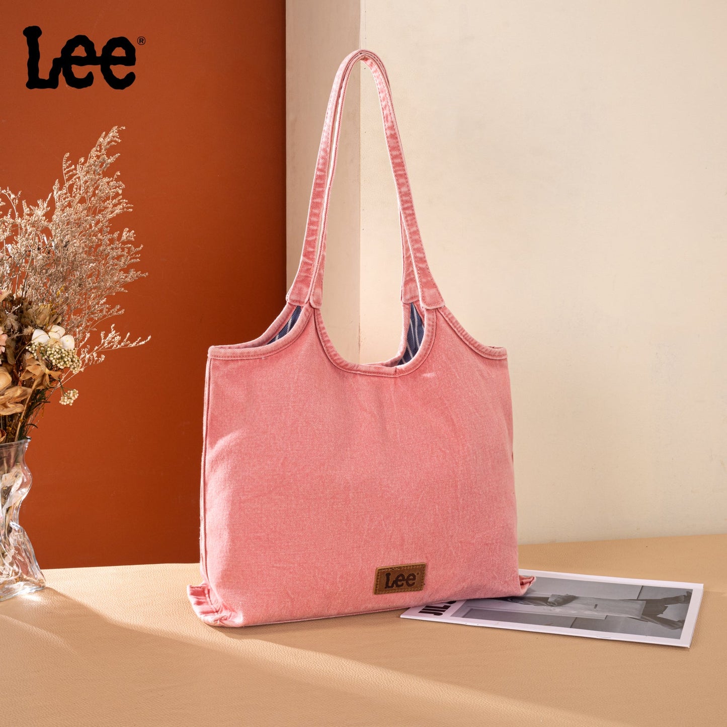 LEE63-001    LEE  Denim Canvas Tote Bag/Shoulder Bag - Pink