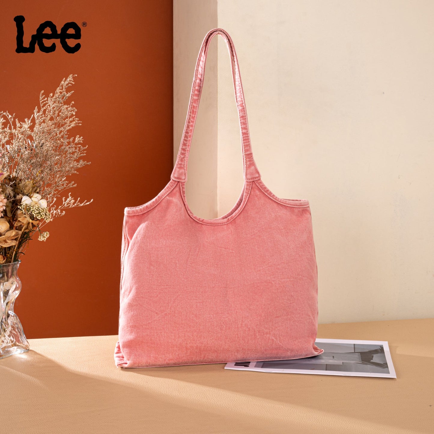 LEE63-001    LEE  Denim Canvas Tote Bag/Shoulder Bag - Pink