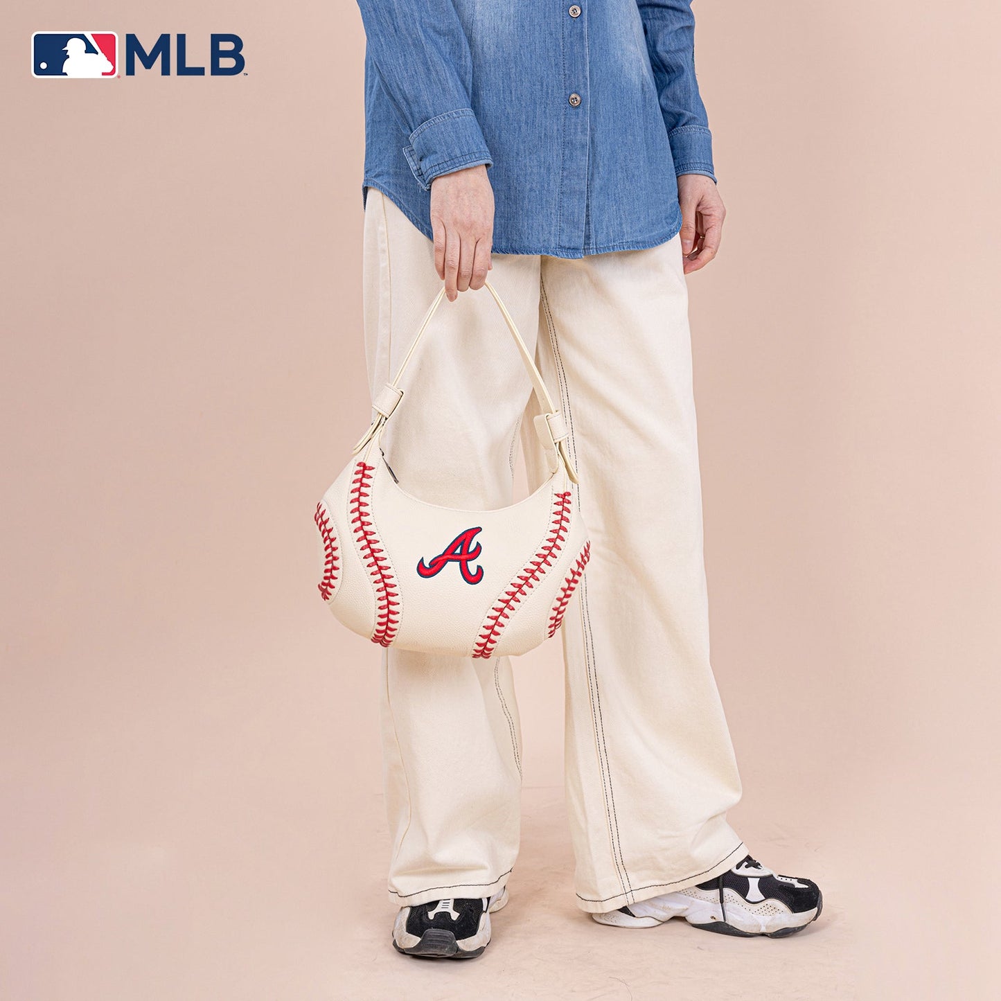 MLB-AB101  MLB Atlanta Braves Team Hobo Bag/Shoulder Bag