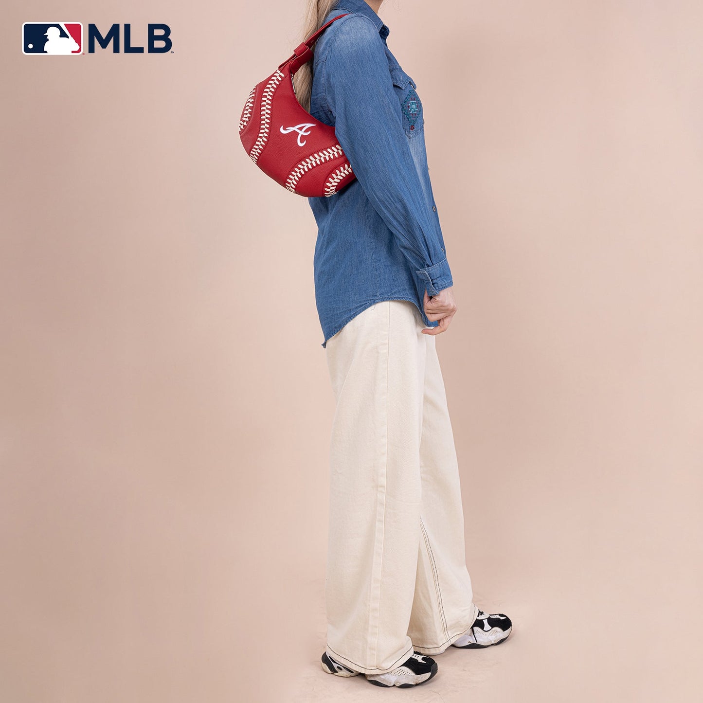MLB-AB101  MLB Atlanta Braves Team Hobo Bag/Shoulder Bag
