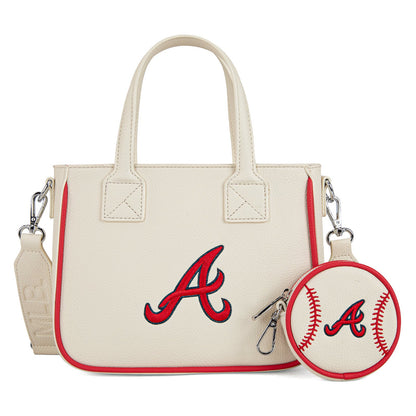 MLB-AB103  MLB Atlanta Braves  Team Tote/Crossbody with Baseball Coin Pouch
