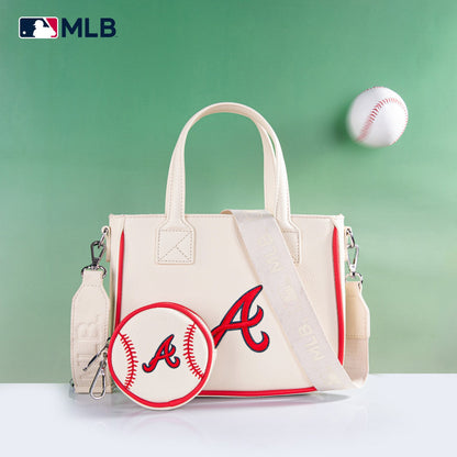 MLB-AB103  MLB Atlanta Braves  Team Tote/Crossbody with Baseball Coin Pouch