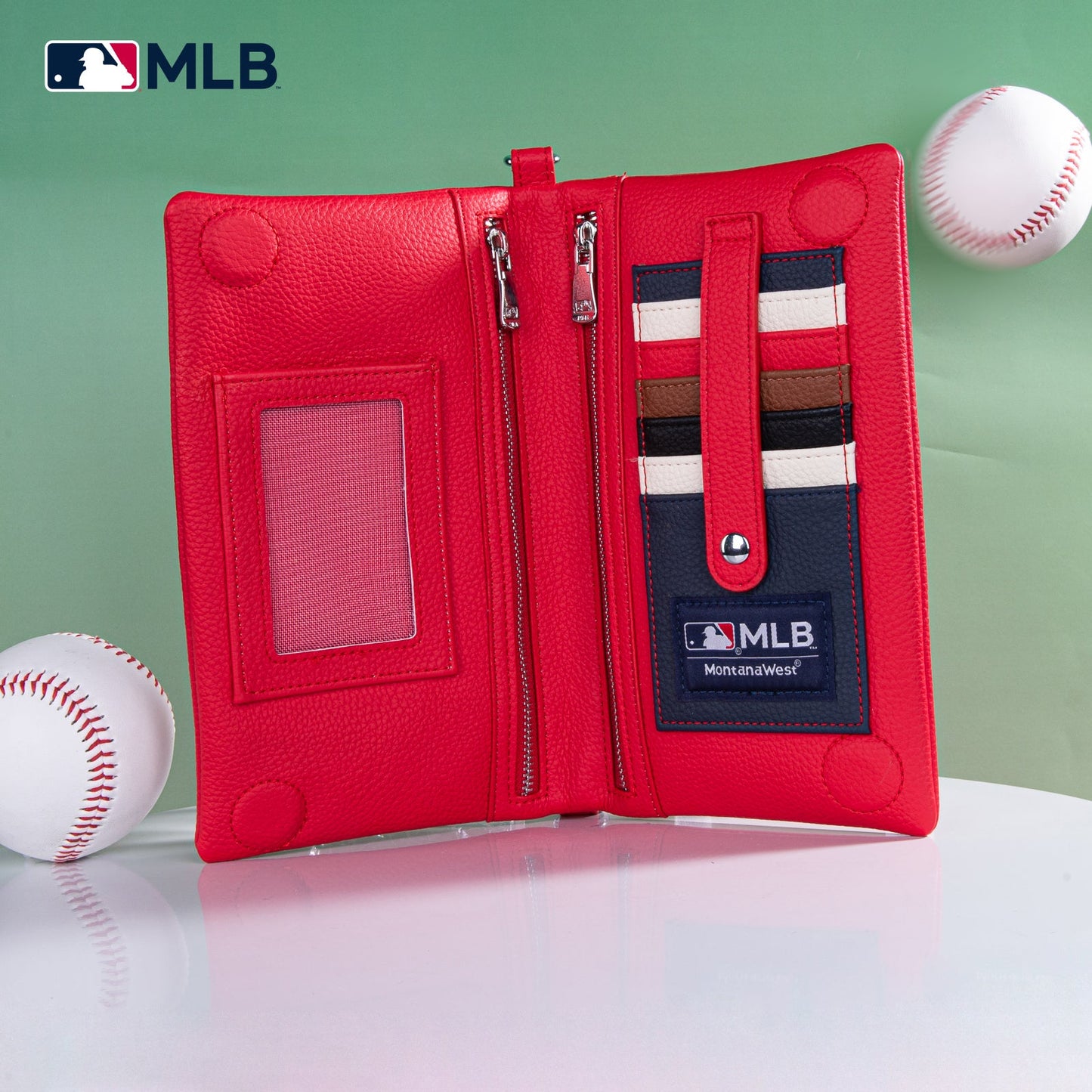 MLB-BR106  MLB Boston Red Sox Team Bi-Fold Clutch/Crossbody