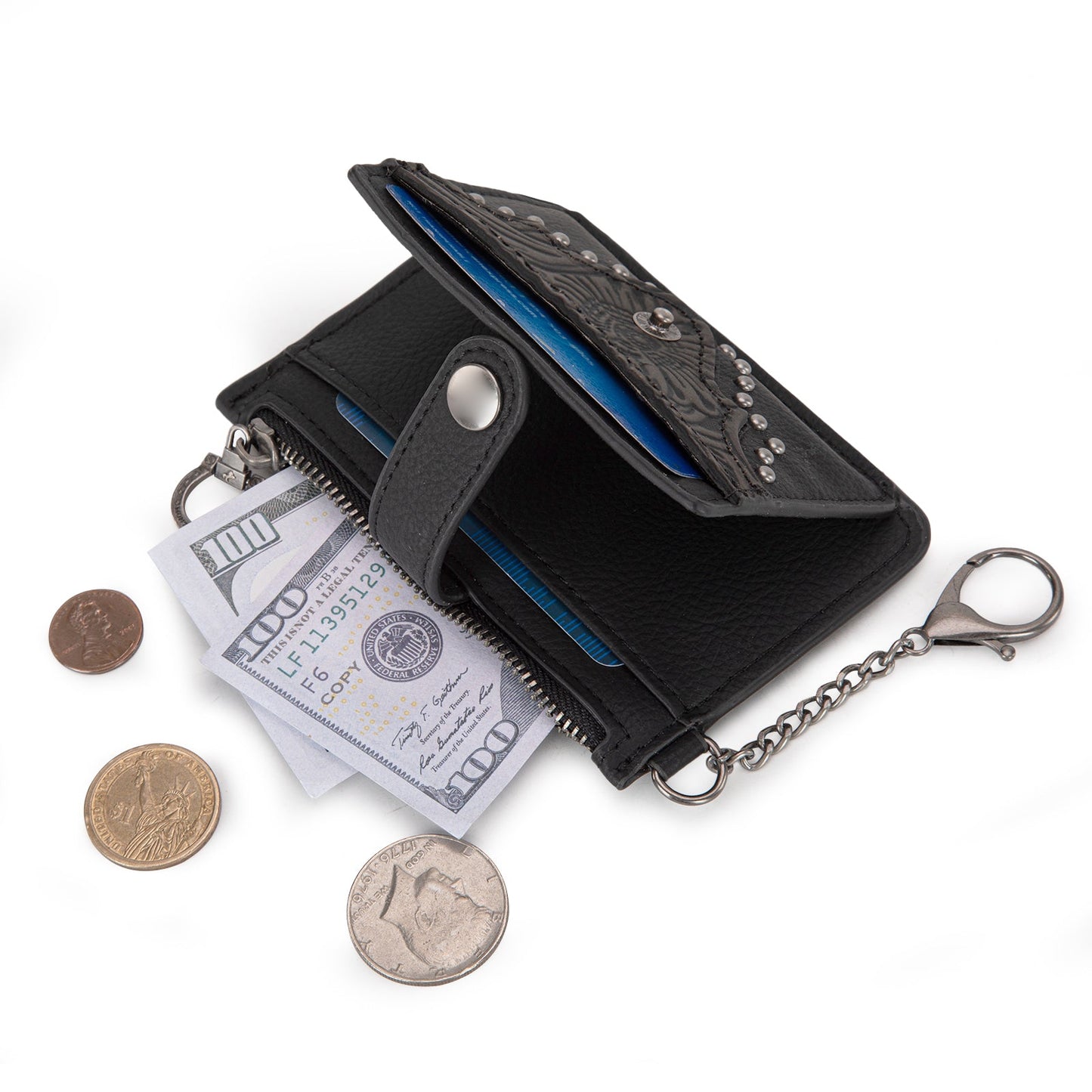 MW1323-W049  Montana West Floral Tooled Collection Key Ring Wallet