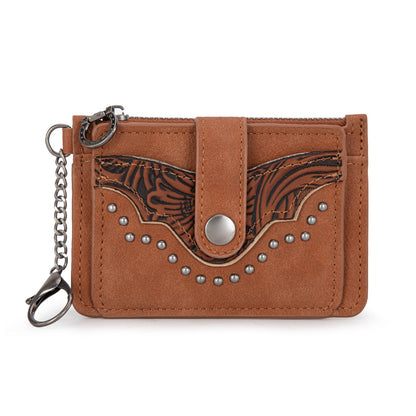 MW1323-W049  Montana West Floral Tooled Collection Key Ring Wallet
