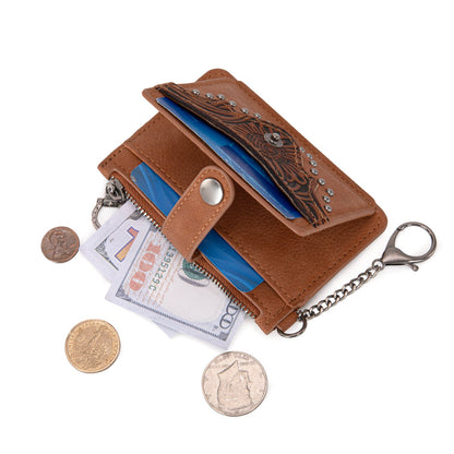 MW1323-W049  Montana West Floral Tooled Collection Key Ring Wallet