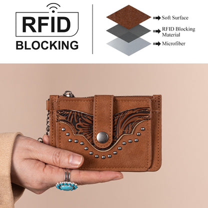 MW1323-W049  Montana West Floral Tooled Collection Key Ring Wallet