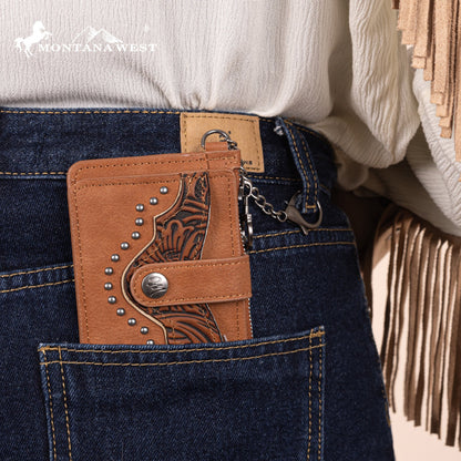 MW1323-W049  Montana West Floral Tooled Collection Key Ring Wallet