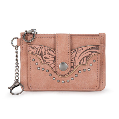 MW1323-W049  Montana West Floral Tooled Collection Key Ring Wallet