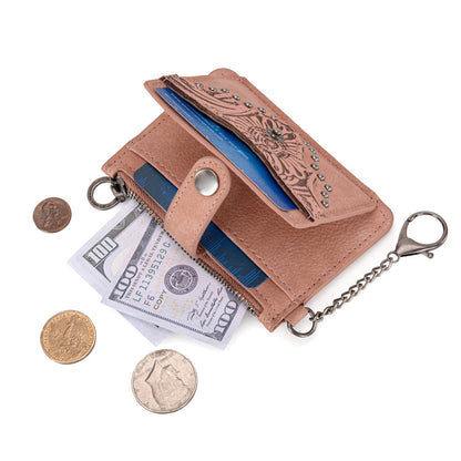 MW1323-W049  Montana West Floral Tooled Collection Key Ring Wallet