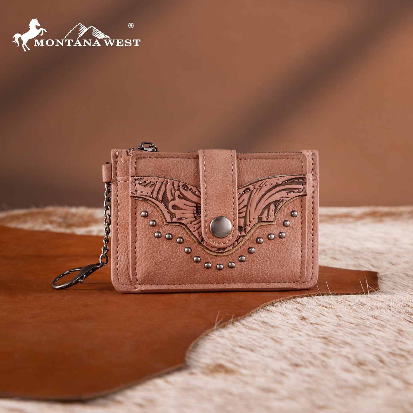 MW1323-W049  Montana West Floral Tooled Collection Key Ring Wallet