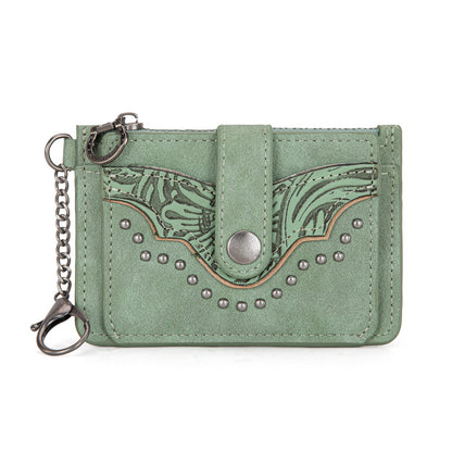 MW1323-W049  Montana West Floral Tooled Collection Key Ring Wallet