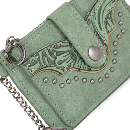 MW1323-W049  Montana West Floral Tooled Collection Key Ring Wallet