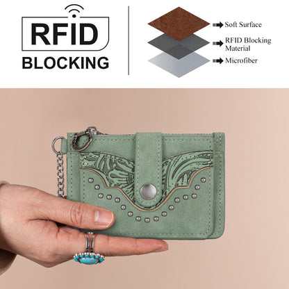 MW1323-W049  Montana West Floral Tooled Collection Key Ring Wallet