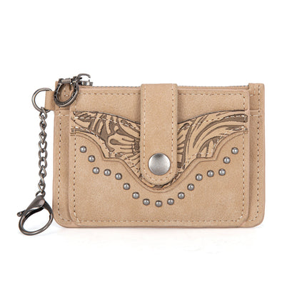 MW1323-W049  Montana West Floral Tooled Collection Key Ring Wallet