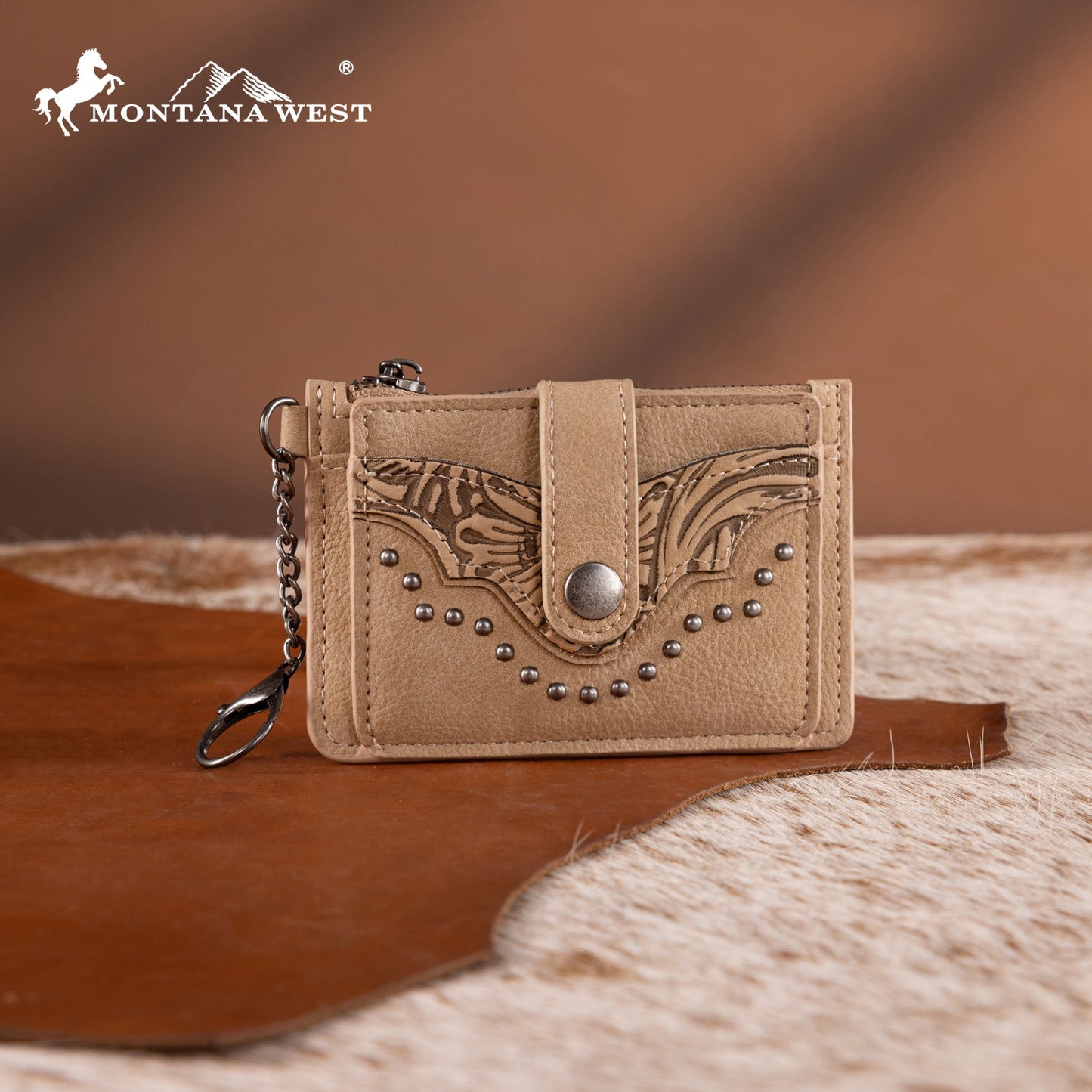 MW1323-W049  Montana West Floral Tooled Collection Key Ring Wallet