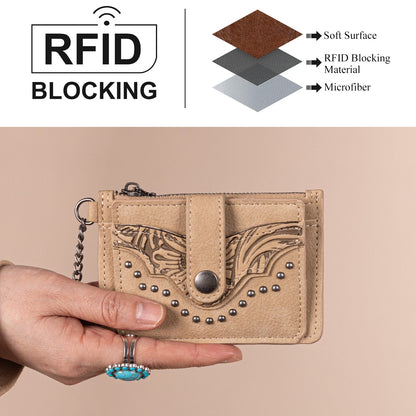 MW1323-W049  Montana West Floral Tooled Collection Key Ring Wallet