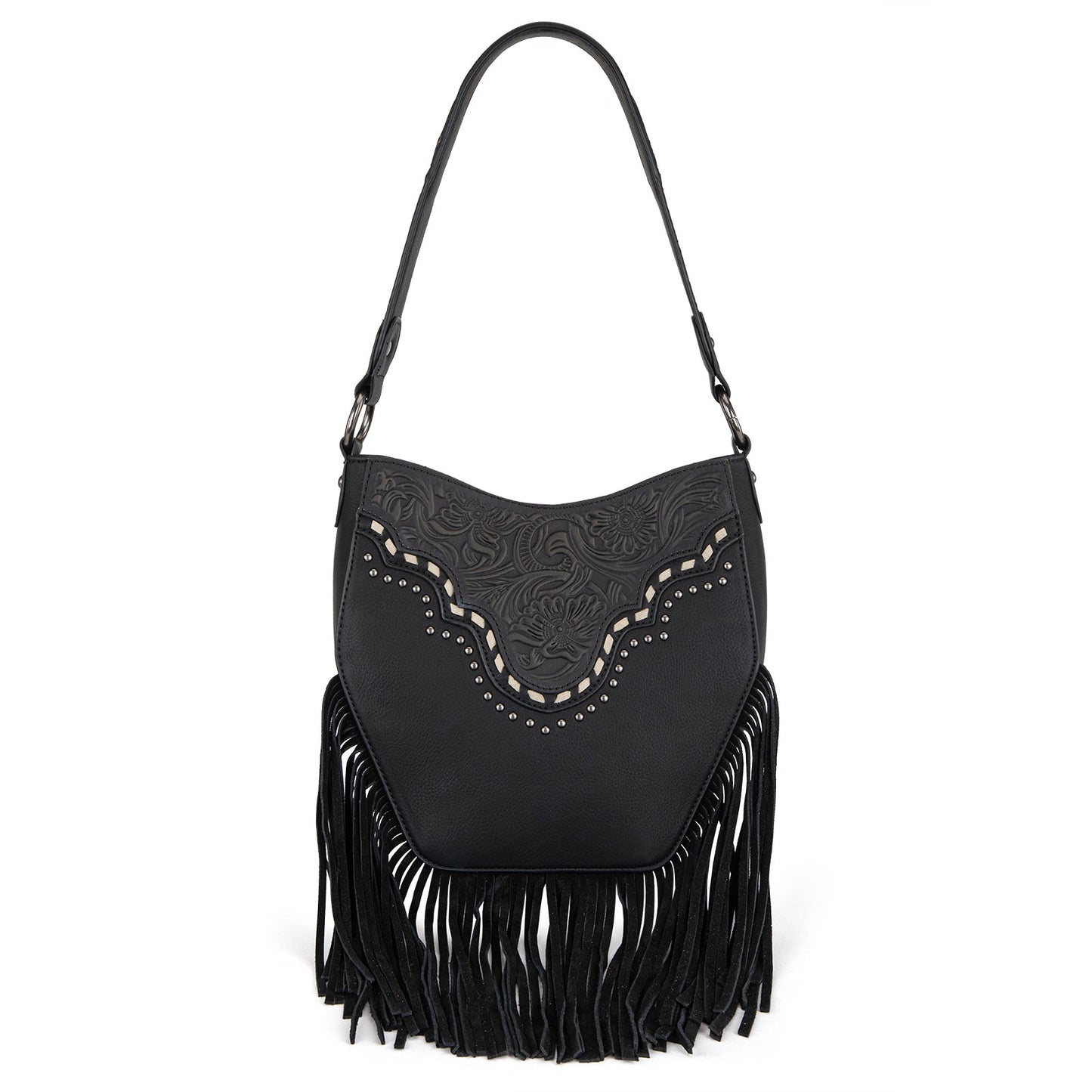 MW1323G-918  Montana West Tooled Fringe Collection Hobo Shoulder Bag