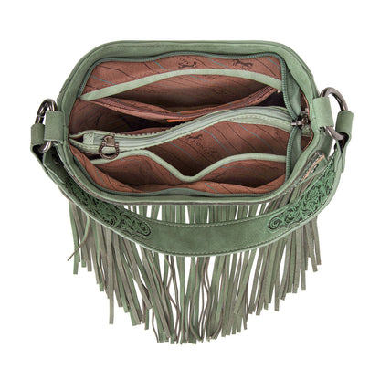MW1323G-918  Montana West Tooled Fringe Collection Hobo Shoulder Bag