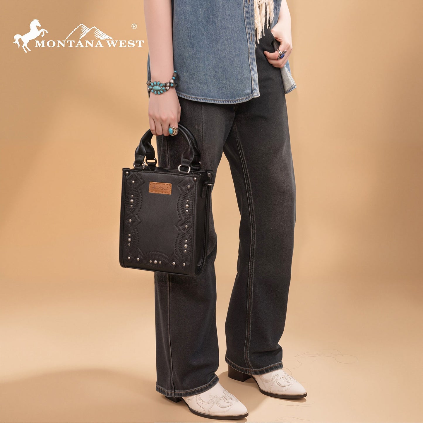 MW1334-1831  Montana West Embroidered Aztec Small Tote/Crossbody