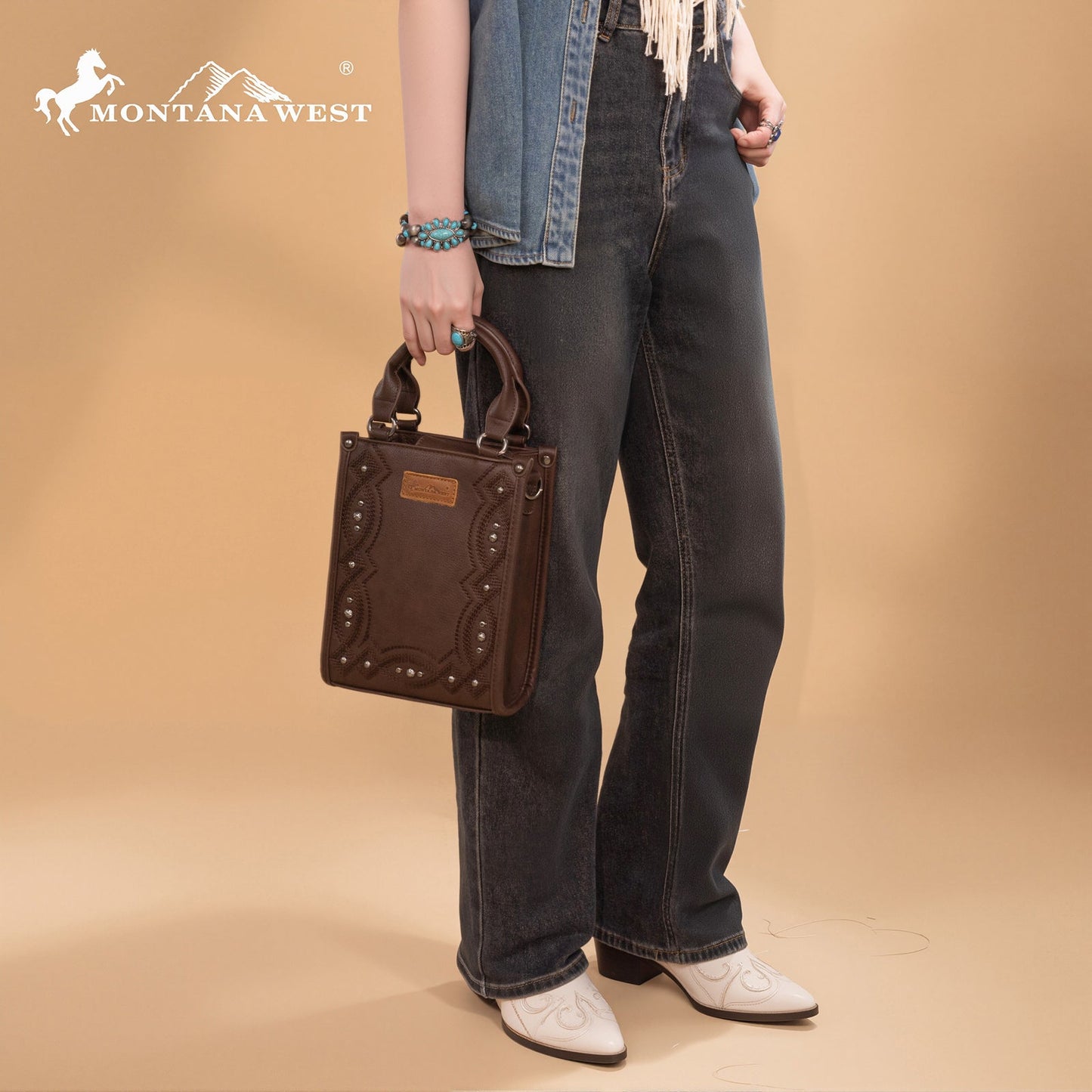MW1334-1831  Montana West Embroidered Aztec Small Tote/Crossbody