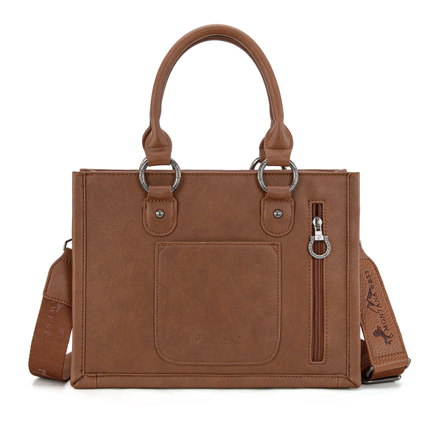 MW1339-2002  Montana West Tooled Concho Tote/Crossbody -Brown