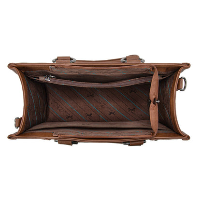 MW1339-2002  Montana West Tooled Concho Tote/Crossbody -Brown