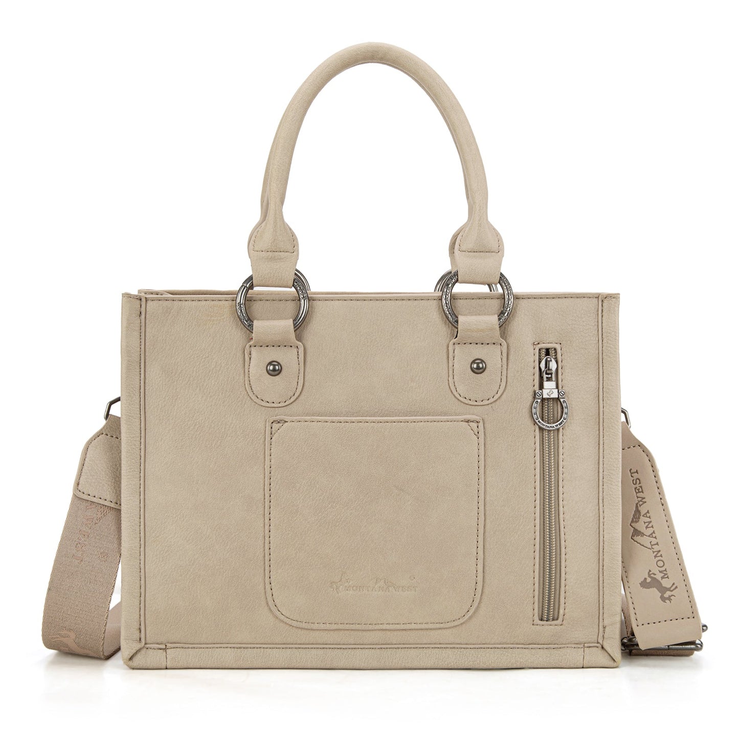 MW1339-2002  Montana West Tooled Concho Tote/Crossbody -Tan