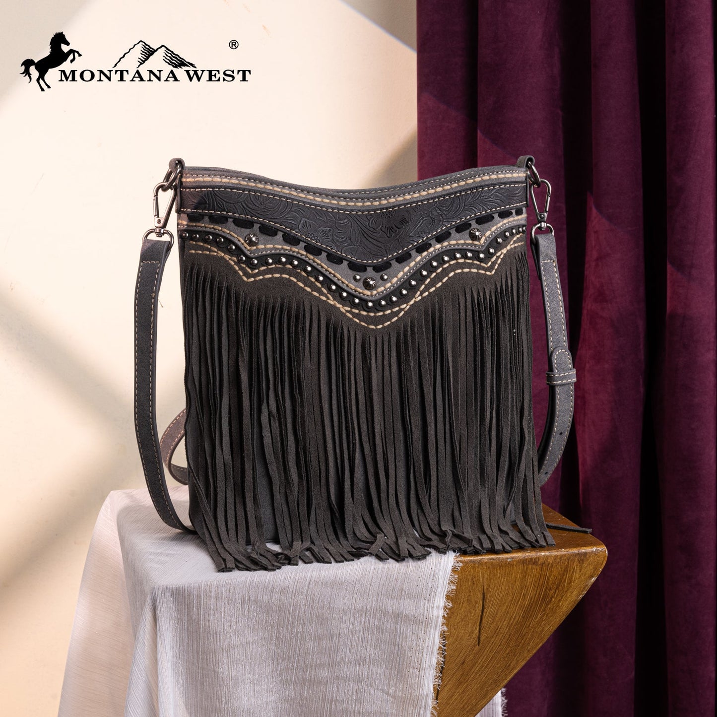 MW1340G-9360   Montana West Fringe Collection Crossbody