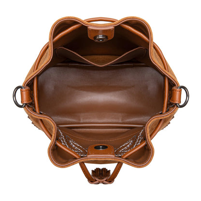 MW1341-8311 Montana West Boot Stitch Fringe Drawstring Crossbody Bag