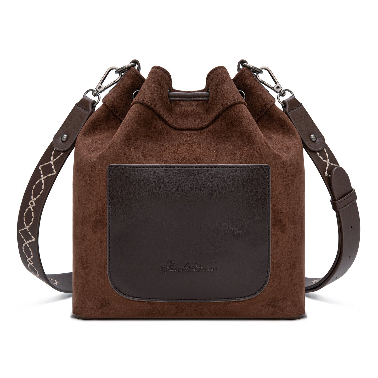 MW1341-8311 Montana West Boot Stitch Fringe Drawstring Crossbody Bag