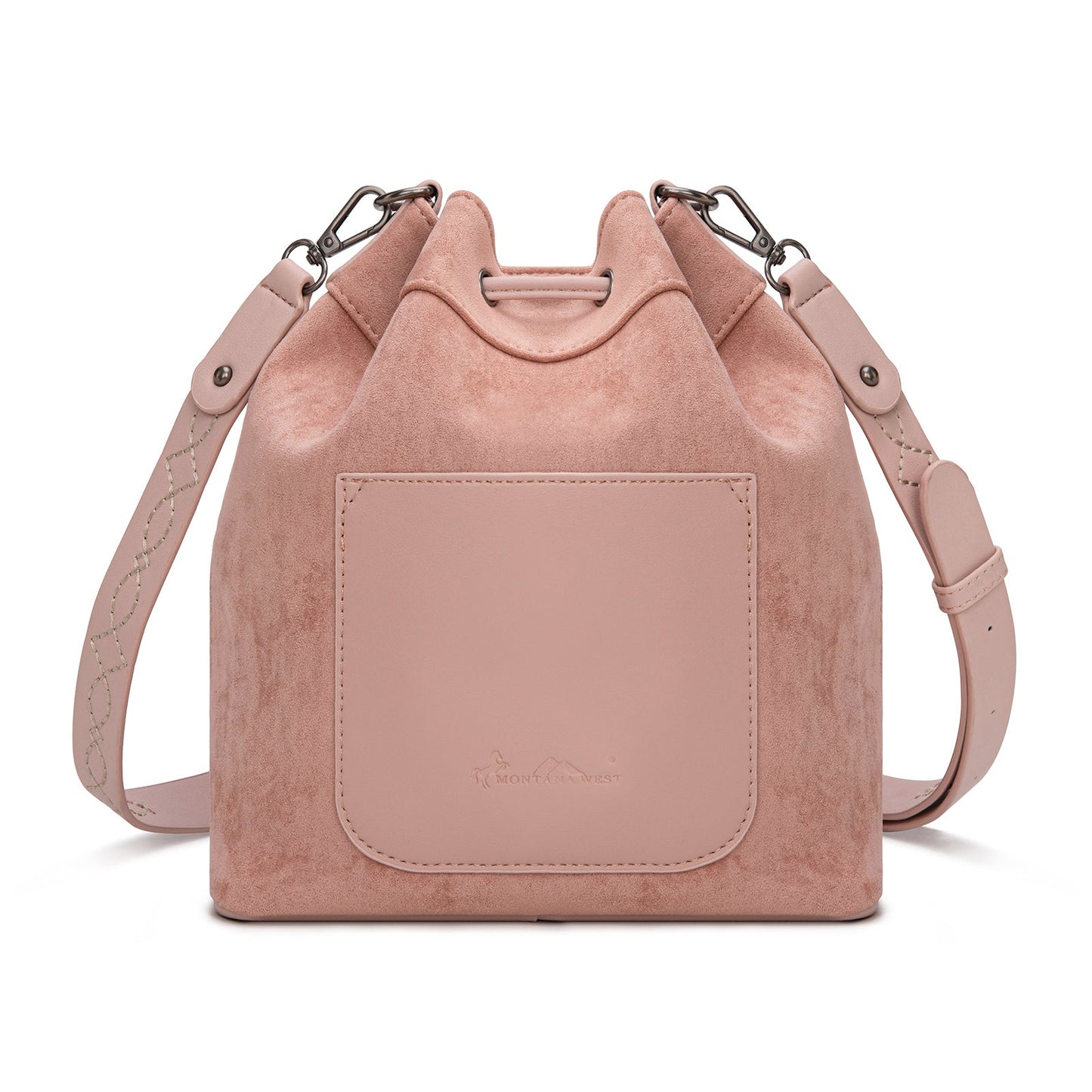 MW1341-8311 Montana West Boot Stitch Fringe Drawstring Crossbody Bag