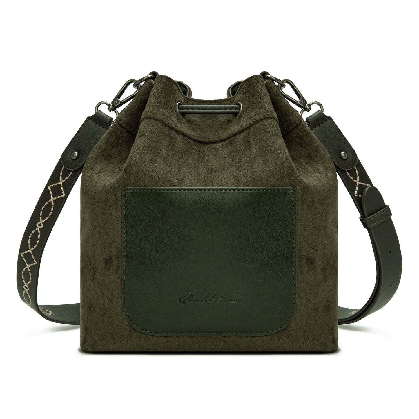 MW1341-8311 Montana West Boot Stitch Fringe Drawstring Crossbody Bag