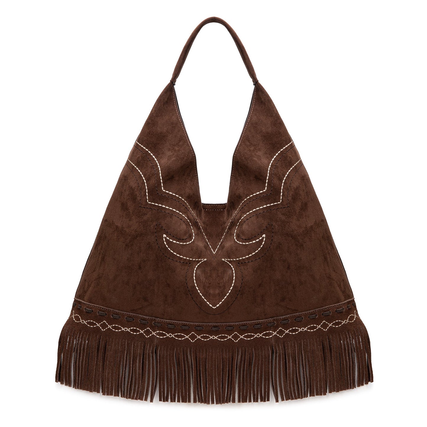 MW1341-9182   Montana West Boot Stitch Fringe Large Hobo Bag